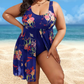 📢📢50% OFF !! ⏰Women's Floral Print One Piece Swim Dress