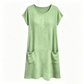 Women's Casual Short-Sleeve Knee-Length Dress with Pockets