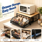 🎉 2026 Sale — Over 33,500 Sold! 🍳 2-Tier Microwave Stand with Slide-Out Drawer – Space Saving Kitchen Countertop Organizer 🗄️✨