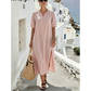 👗 Linen V-Neck Maxi Dress with Side Slits