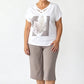 Women Casual Two Piece Set V Neck Tee and Cropped Pants