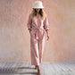 Women's V-Neck Tie-Front Top & Wide-Leg Pants Set