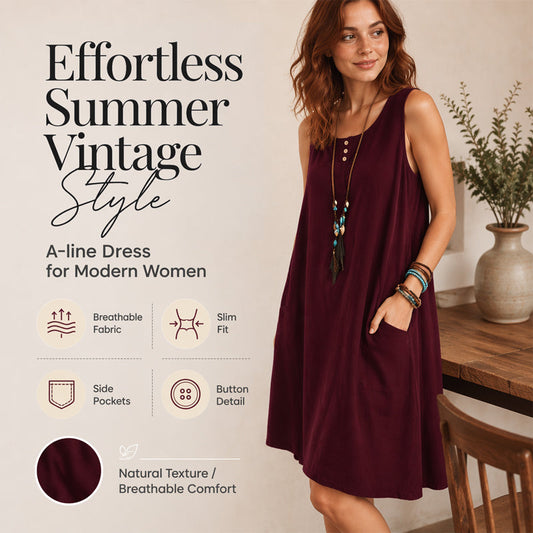 Women's Sleeveless Loose Dress with Pockets