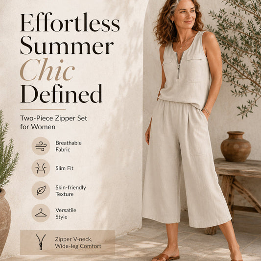 Women's Half-Zip Sleeveless Tank Top & Shorts Set