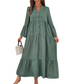 Solid Color Textured Fabric A-Line Midi Dress