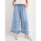 Women's Ruffle Hem Tencel Denim Wide Leg Pants