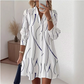 Women's Long Sleeve Printed Shirt Dress Casual Button Down Elegant Midi Dress