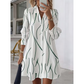Women's Long Sleeve Printed Shirt Dress Casual Button Down Elegant Midi Dress