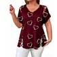 Women's Heart Print Cutout Lace-Up Top