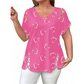 Women's Heart Print Cutout Lace-Up Top