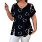 Women's Heart Print Cutout Lace-Up Top