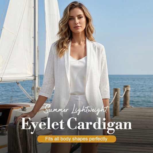 Women's Summer Lightweight Eyelet Cardigan