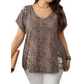 Women's Leopard Print Loose V-Neck T-Shirt