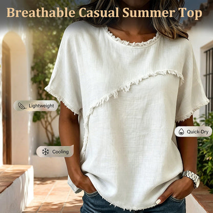 Women’s Summer Top with Raw Edge Paneling
