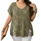 Women's Leopard Print Loose V-Neck T-Shirt