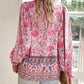 Women's Fashion Printed v-Neck Long Sleeve Shirt