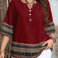 Women's Casual Button-Front V-Neck Top