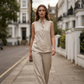 Women's Minimalist Sleeveless Top & Wide-Leg Pants Set