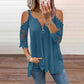 Women's Lace Cold Shoulder Top with Zipper