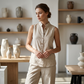 Women's Minimalist Sleeveless Top & Wide-Leg Pants Set