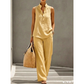 Women's Minimalist Sleeveless Top & Wide-Leg Pants Set