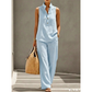 Women's Minimalist Sleeveless Top & Wide-Leg Pants Set
