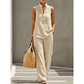 Women's Minimalist Sleeveless Top & Wide-Leg Pants Set