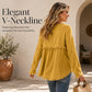Women's Casual V-Neck Long Sleeve Top