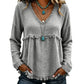 Women's Casual V-Neck Long Sleeve Top