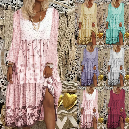 Women's Patchwork Long Sleeve Casual Dress