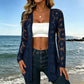 Women's Long Sleeve Sunflower Lace Mesh Cardigan