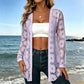 Women's Long Sleeve Sunflower Lace Mesh Cardigan