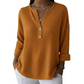 Women's Waffle Knit Button-Up V-Neck Tops