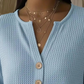 Women's Waffle Knit Button-Up V-Neck Tops