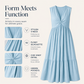 Women's Sleeveless V-Neck Pleated Dress with Pockets