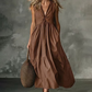 Women's Sleeveless V-Neck Pleated Dress with Pockets