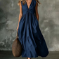 Women's Sleeveless V-Neck Pleated Dress with Pockets