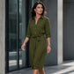 Women's 3/4 Sleeve Shirt Dress with Belt