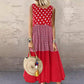 Women's Sleeveless Polka Dot & Plaid Patchwork Dress