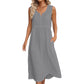 Women Sleeveless Cotton Linen Dress