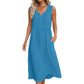 Women Sleeveless Cotton Linen Dress