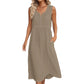 Women Sleeveless Cotton Linen Dress
