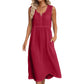 Women Sleeveless Cotton Linen Dress