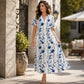 Women's Casual Floral Print V Neck Dress