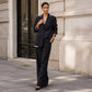 Women's Elegant Blazer & Wide-Leg Pants Set
