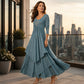 Women's Solid Color Tiered Hem Casual Dress