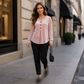 Women's Elegant Long Sleeve V Neck Velvet Top