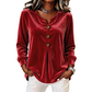 Women's Elegant Long Sleeve V Neck Velvet Top