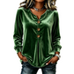 Women's Elegant Long Sleeve V Neck Velvet Top