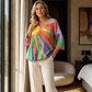 Women's Retro Patchwork V-Neck Blouse